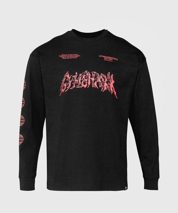 Metal Lifting Graphic Long Sleeve T-Shirt - Black