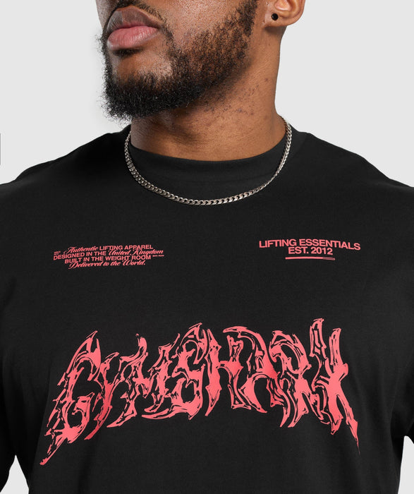 Metal Lifting Graphic Long Sleeve T-Shirt - Black