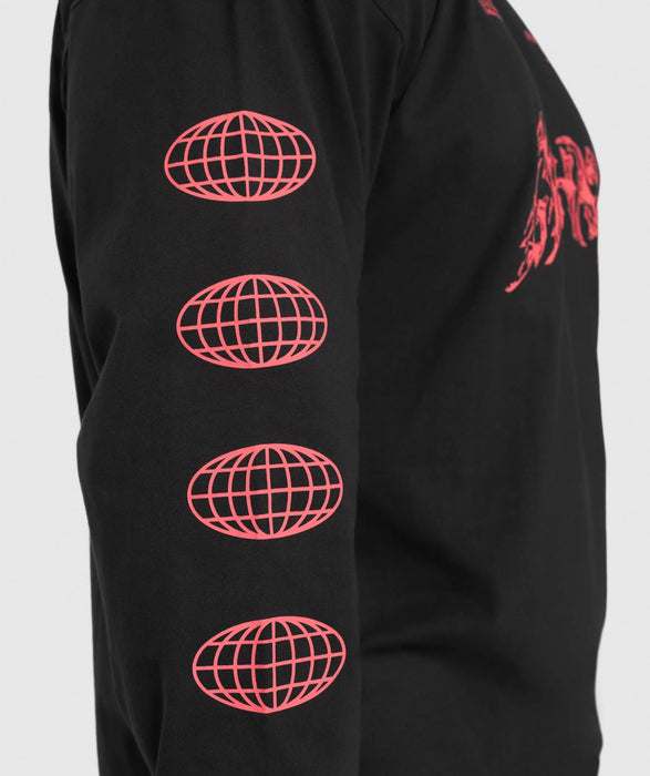 Metal Lifting Graphic Long Sleeve T-Shirt - Black