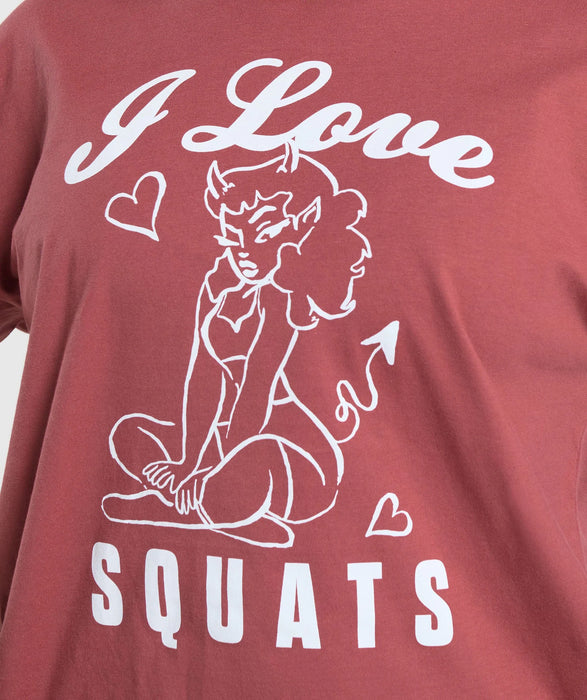 I LOVE SQUATS GRAPHIC OVERSIZED TEE - SOFT BERRY