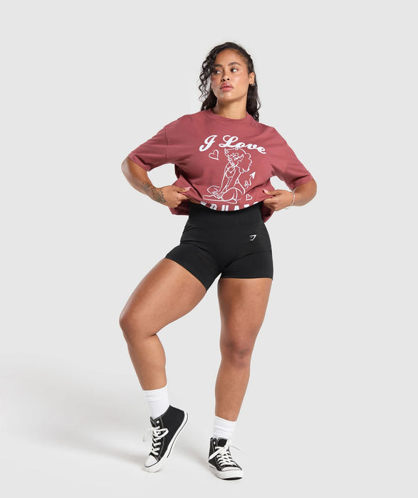 I LOVE SQUATS GRAPHIC OVERSIZED TEE - SOFT BERRY