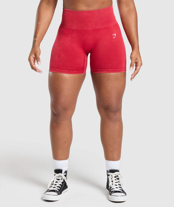 Gains Seamless Washed Shorts - Carmine Red