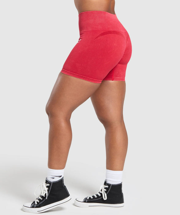 Gains Seamless Washed Shorts - Carmine Red