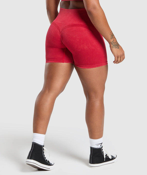 Gains Seamless Washed Shorts - Carmine Red