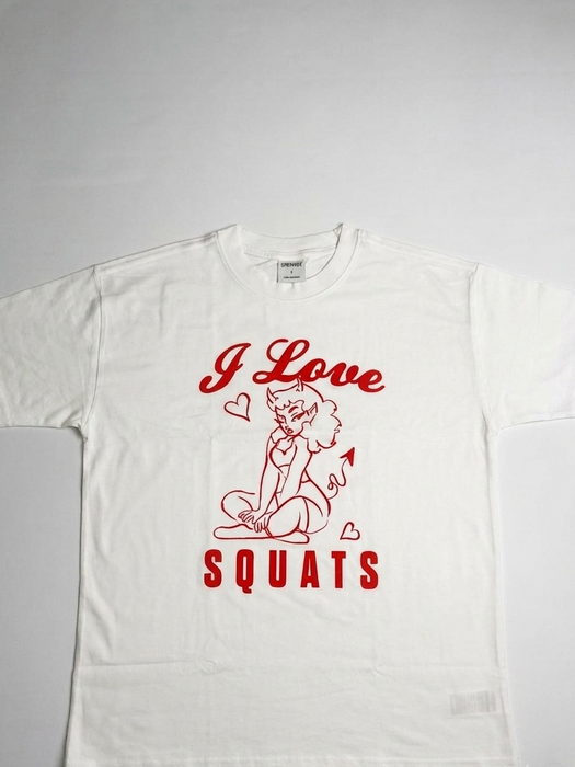 I LOVE SQUATS GRAPHIC OVERSIZED TEE - WHITE