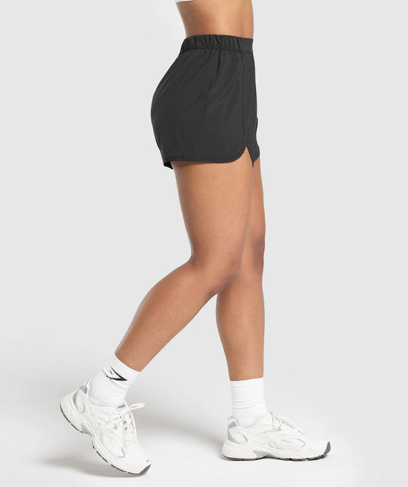 Scallop Hem Shaped Shorts - Black