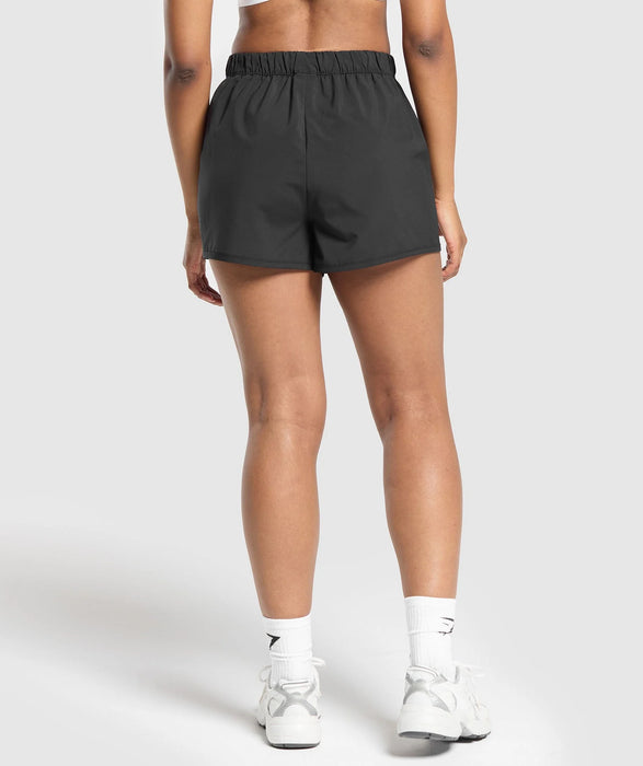 Scallop Hem Shaped Shorts - Black