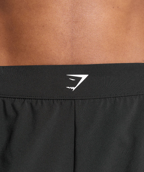 Scallop Hem Shaped Shorts - Black
