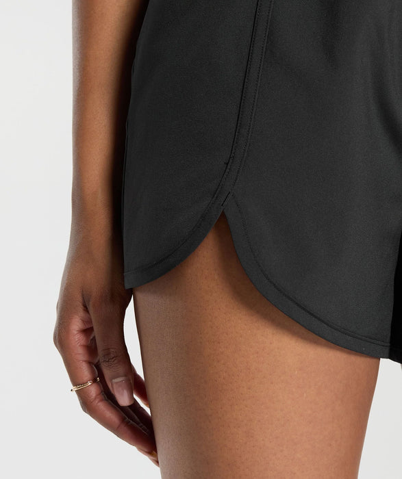 Scallop Hem Shaped Shorts - Black