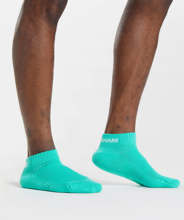 Jacquard Quarter Socks 3Pk - Aqua Blue/Digital Violet/Meridian Blue