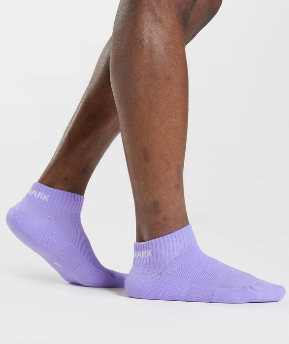 Jacquard Quarter Socks 3Pk - Aqua Blue/Digital Violet/Meridian Blue