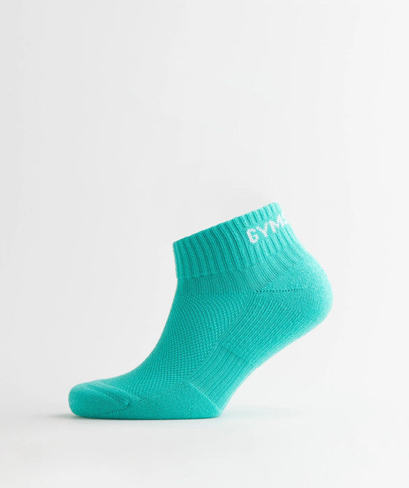 Jacquard Quarter Socks 3Pk - Aqua Blue/Digital Violet/Meridian Blue