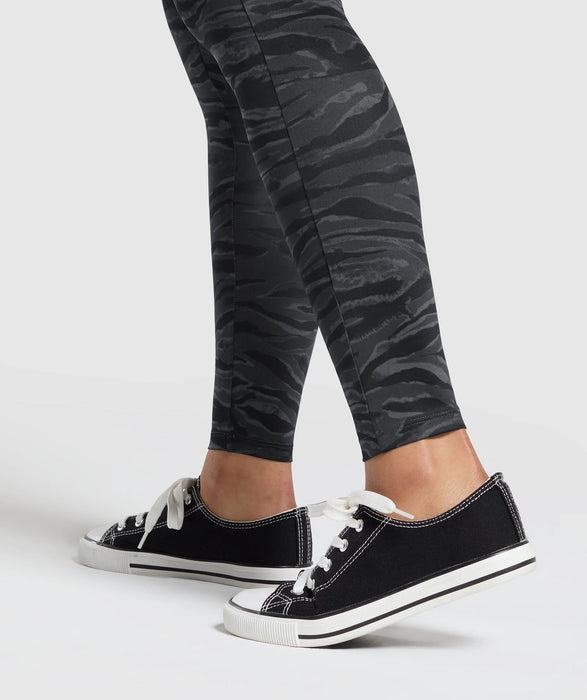 Power Leggings - Asphalt Grey Print