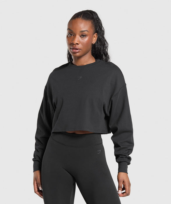Gymshark Wordmark Graphic Long Sleeve Top - Black