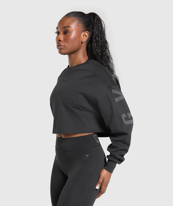 Gymshark Wordmark Graphic Long Sleeve Top - Black