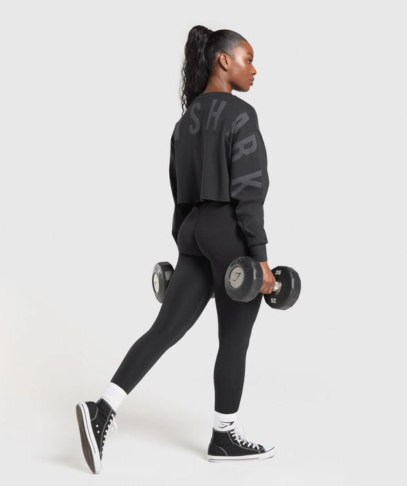Gymshark Wordmark Graphic Long Sleeve Top - Black