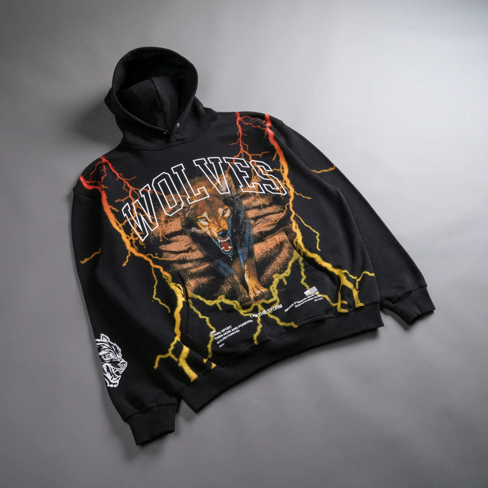 All The Energy "Vintage Pierce" Hoodie in Black/Orange/Yellow -