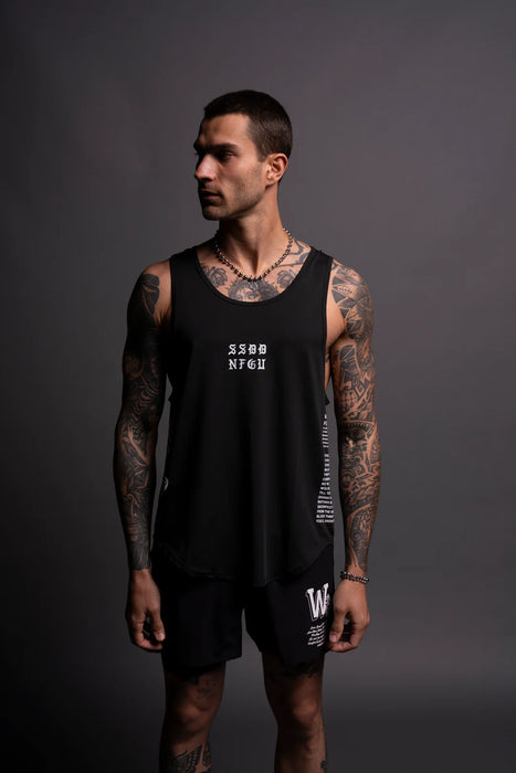 IN OUR BLOOD "DRY WOLF" BACK SEAM (DROP) TANK IN BLACK