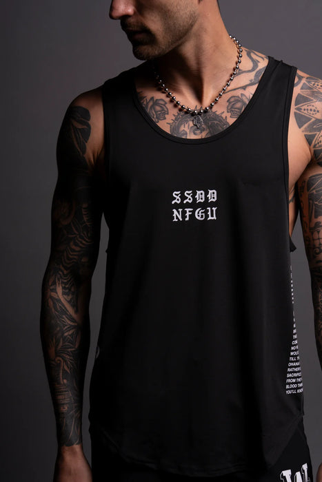 IN OUR BLOOD "DRY WOLF" BACK SEAM (DROP) TANK IN BLACK