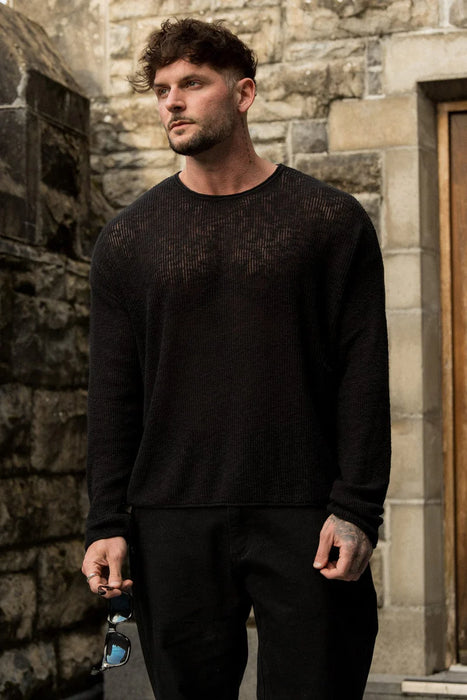 8015 - After Dark Crochet Longsleeve - BLACK