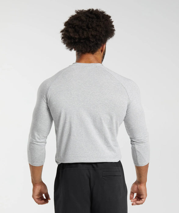 Legacy Henley Top - Light Grey Marl