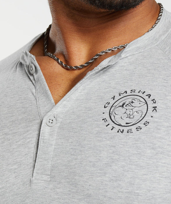 Legacy Henley Top - Light Grey Marl