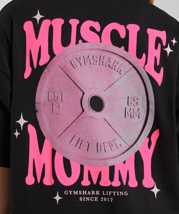 Muscle Mommy Graphic Boyfriend Fit T-Shirt - Black