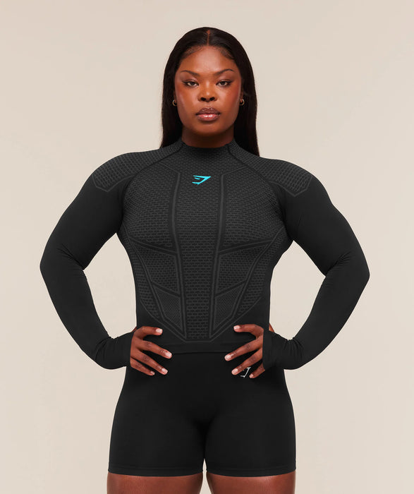 ONYX V1 LONG SLEEVE TOP - Black/Onyx Grey/Brand Blue