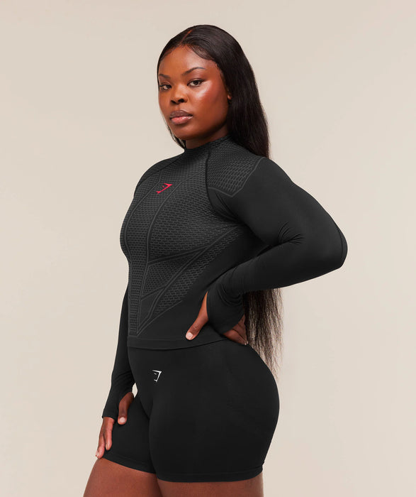 ONYX V1 LONG SLEEVE TOP - Black/Onyx Grey/Carmine Red