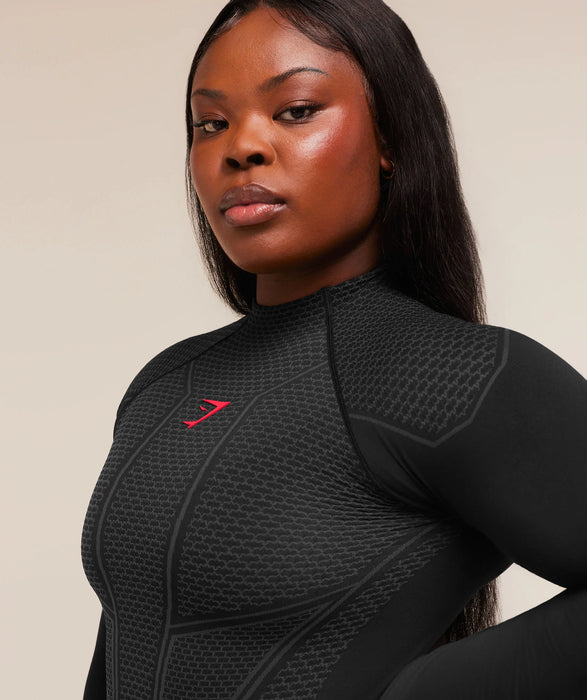 ONYX V1 LONG SLEEVE TOP - Black/Onyx Grey/Carmine Red