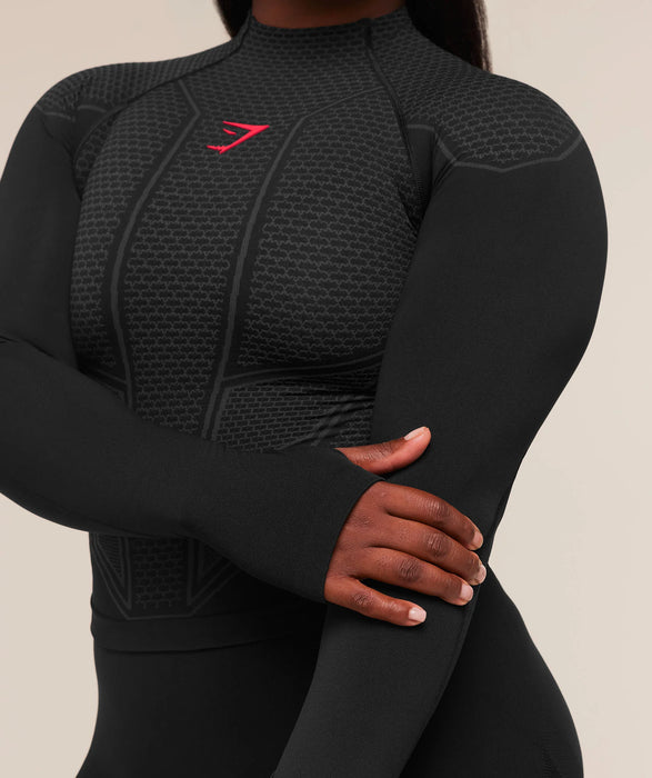 ONYX V1 LONG SLEEVE TOP - Black/Onyx Grey/Carmine Red