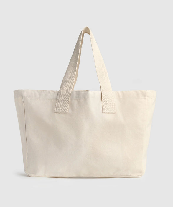 Weight Plate Oversized Tote - Oat White/Carmine Red