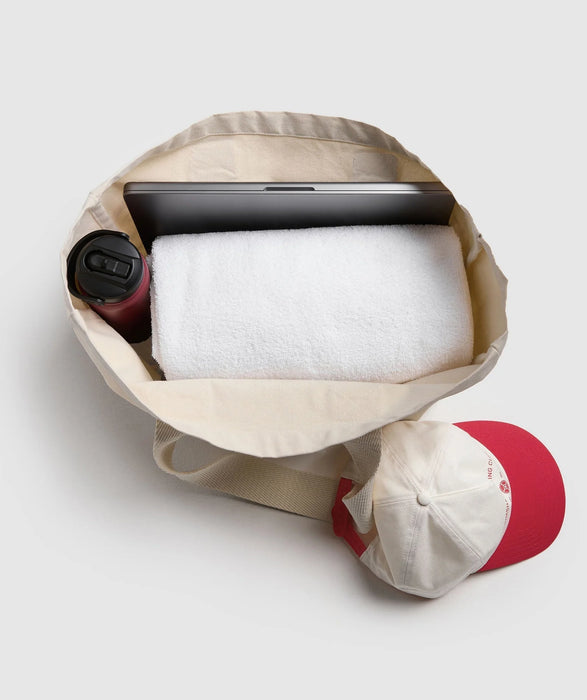 Weight Plate Oversized Tote - Oat White/Carmine Red