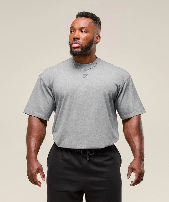 POWER T-SHIRT - OVERSIZED FIT - Charcoal Core Marl/Sets Red