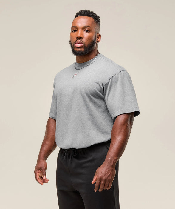 POWER T-SHIRT - OVERSIZED FIT - Charcoal Core Marl/Sets Red