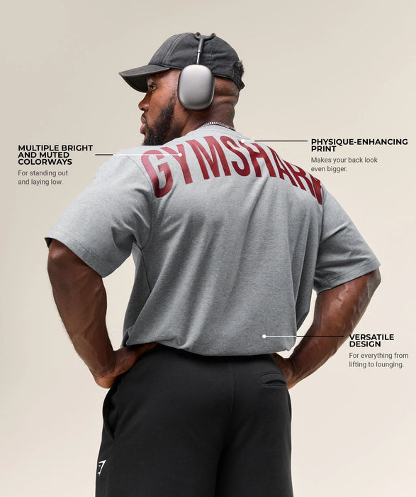 POWER T-SHIRT - OVERSIZED FIT - Charcoal Core Marl/Sets Red