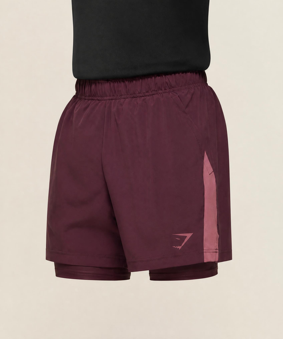 Sport 5" 2 in 1 Shorts - Impact Burgundy/Reset Pinka