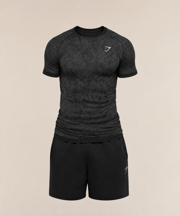 Geo Seamless Grid T-Shirt - Black/Smokey Grey