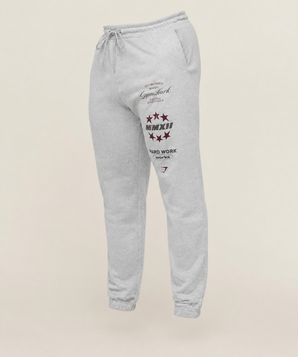 Gymshark Global Lifting Graphic Pants - Light Grey Core Marl