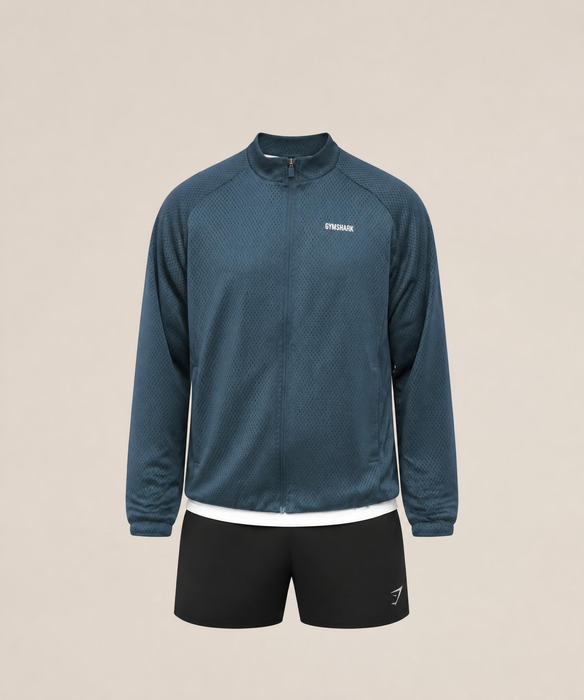 Gymshark Train Zip Through Jacket - Stealth Blue