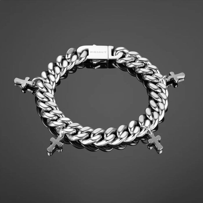 CROSSED CUBAN BRACELET - SILVER RG3017 8"