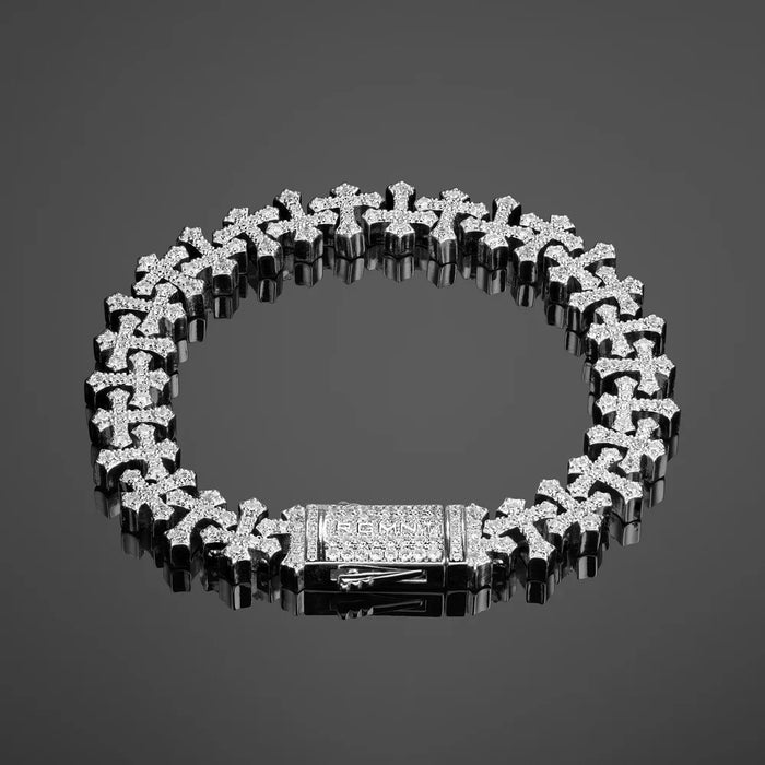Iced Cross Link Bracelet - RG303 - 8"