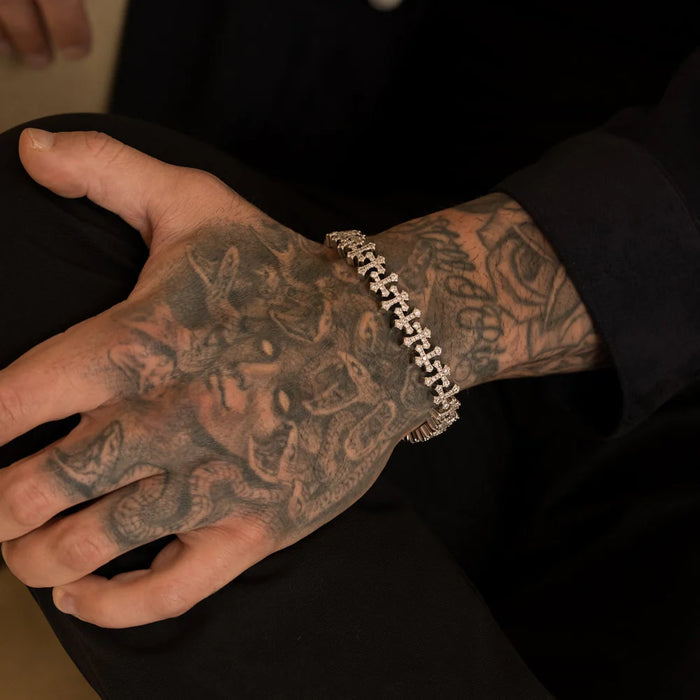 Iced Cross Link Bracelet - RG303 - 8"