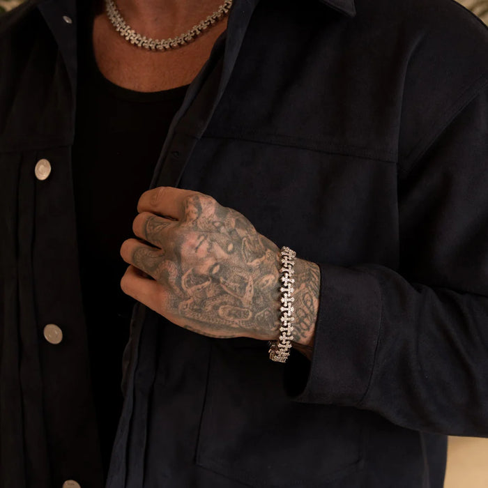 Iced Cross Link Bracelet - RG303 - 8"