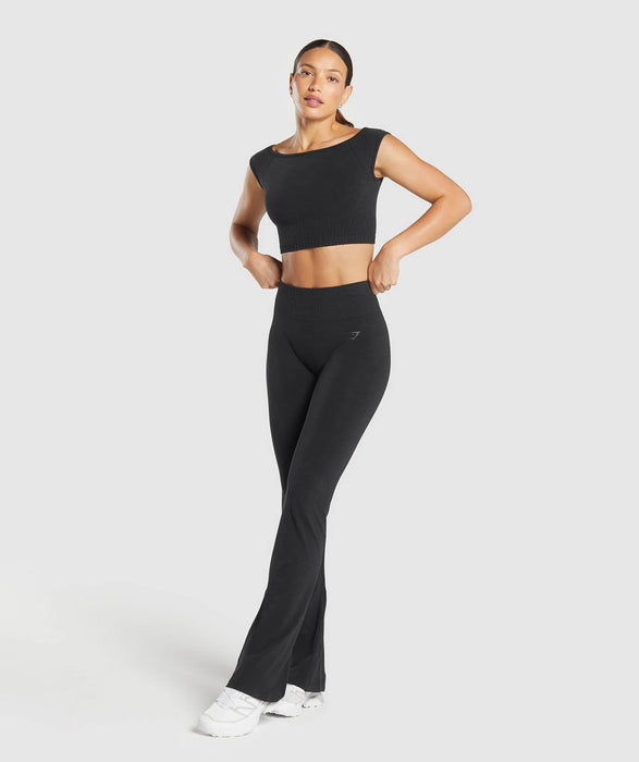 Luxe Seamless Flare Leggings - Coal Marl
