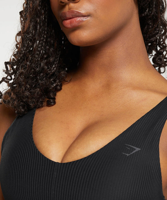 RIBBED SPORTS BRA - Black