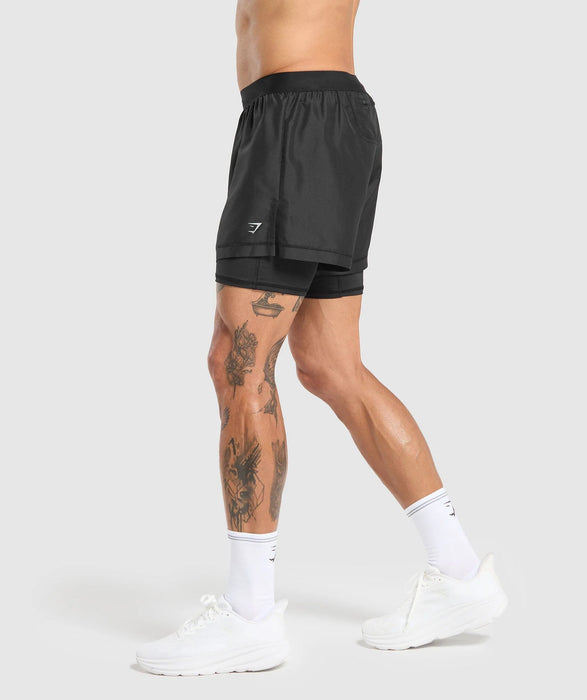 RUNNING 2 IN 1 SHORTS - BLACK