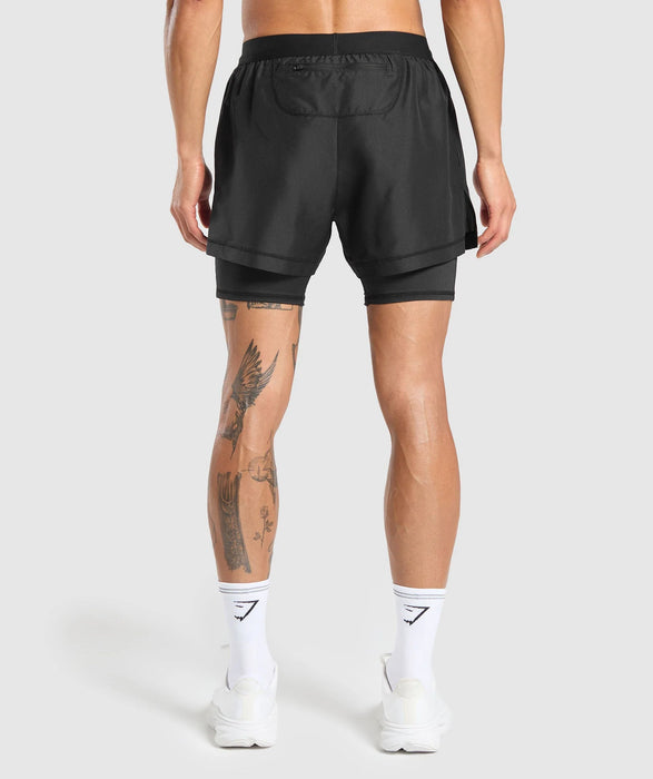 RUNNING 2 IN 1 SHORTS - BLACK