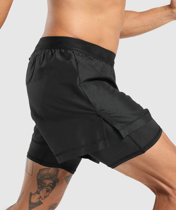 RUNNING 2 IN 1 SHORTS - BLACK