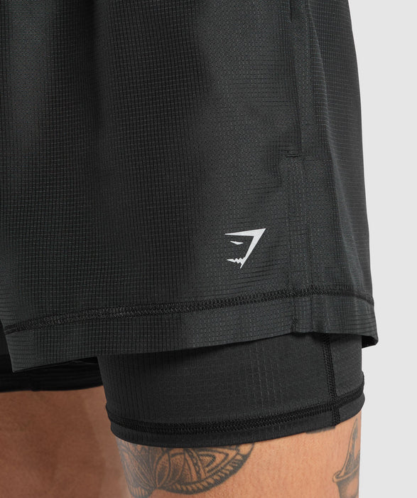RUNNING 2 IN 1 SHORTS - BLACK